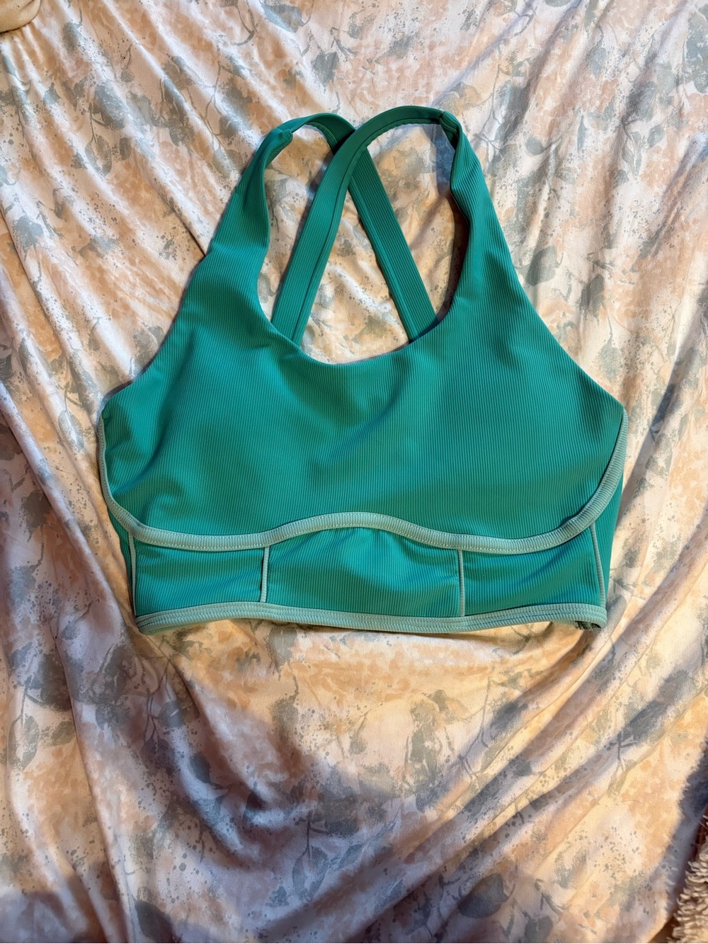 WILO Women’s Teal Ribbed Crossback Sports Bra